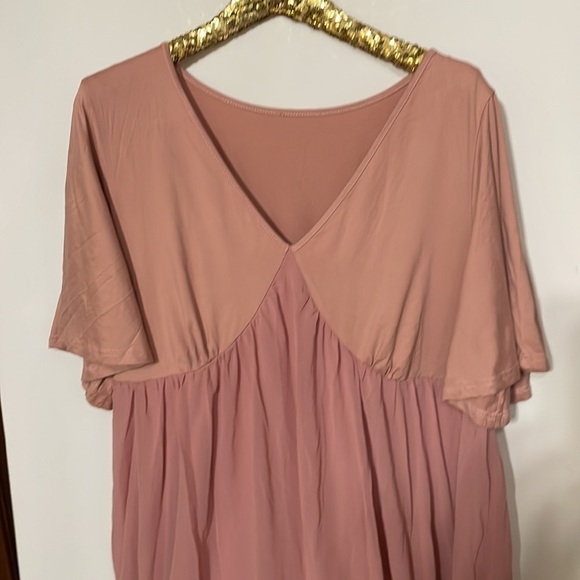 Pink Plus Size Chiffon Style Babydoll Dress - Picture 8 of 16
